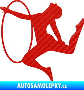 Samolepka Hula Hop 002 levá gymnastka s obručí 3D karbon červený