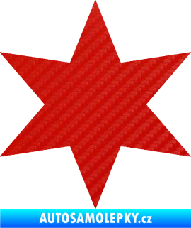 Samolepka Hvězda 002 3D karbon červený