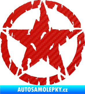 Samolepka Hvězda Army 010 potrhaná 3D karbon červený