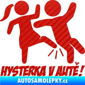 Samolepka Hysterka v autě pravá 3D karbon červený