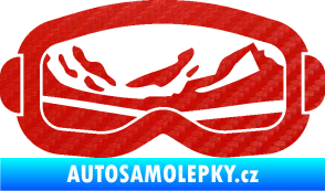 Samolepka I love snow brýle pravá 3D karbon červený