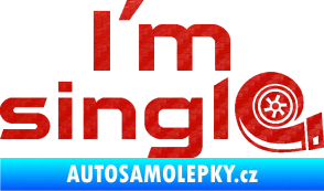 Samolepka I´m single nápis turbo 3D karbon červený