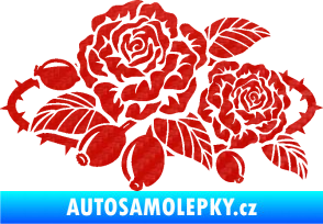Samolepka Interiér 004 levá růže šípková 3D karbon červený