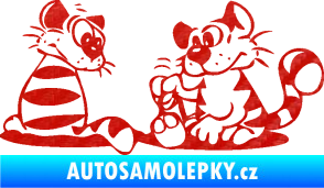 Samolepka Interiér 010 pravá kočičky 3D karbon červený