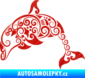 Samolepka Interiér 015 levá delfín 3D karbon červený