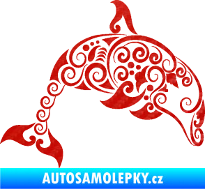 Samolepka Interiér 015 pravá delfín  3D karbon červený
