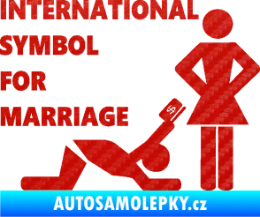 Samolepka International symbol for marriage 3D karbon červený