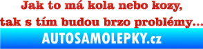 Samolepka Jak to má kola nebo kozy, tak s tím budou brzo problémy 3D karbon červený
