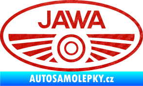 Samolepka Jawa logo 3D karbon červený