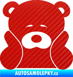 Samolepka JDM medvídek 3D karbon červený