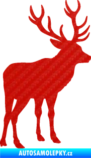 Samolepka Jelen 003 pravá 3D karbon červený