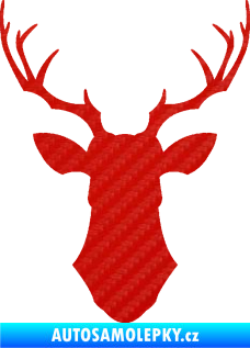 Samolepka Jelen trofej 001 3D karbon červený