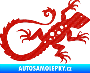 Samolepka Ještěrka 012 pravá 3D karbon červený