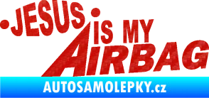 Samolepka Jesus is my airbag nápis 3D karbon červený