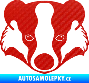 Samolepka Jezevec 001  3D karbon červený