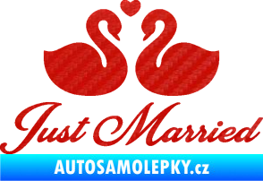 Samolepka Just Married 006 nápis labutě 3D karbon červený