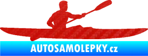 Samolepka Kajakář 003 pravá 3D karbon červený