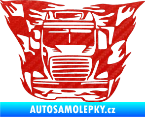 Samolepka Kamion 001 nákladní auto 3D karbon červený