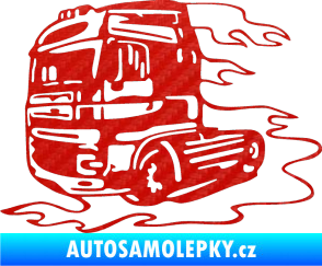Samolepka Kamion 003 levá nákladní auto 3D karbon červený