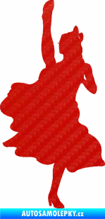 Samolepka Kankán 001 levá tanečnice 3D karbon červený