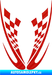 Samolepka Kapota 005 šachovnice 3D karbon červený