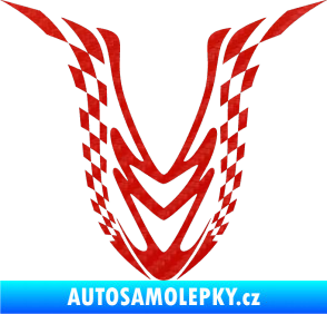 Samolepka Kapota 006 šachovnice 3D karbon červený