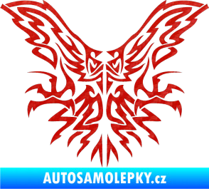 Samolepka Kapota 037 tatto dravec 3D karbon červený