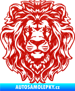 Samolepka Kapota 040 lví hlava 3D karbon červený