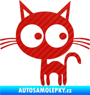 Samolepka Kočička 001 levá 3D karbon červený