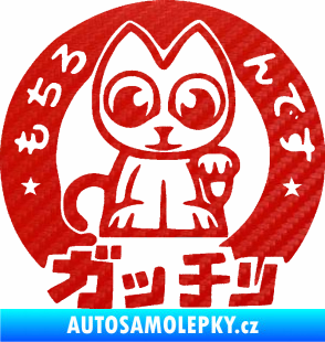 Samolepka Kočička lucky cat JDM 002  3D karbon červený