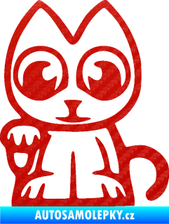 Samolepka Kočička lucky cat JDM levá 3D karbon červený
