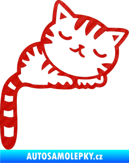 Samolepka Kočka 004 pravá 3D karbon červený