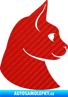 Samolepka Kočka 006 pravá 3D karbon červený