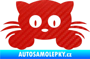 Samolepka Kočka 007 levá 3D karbon červený