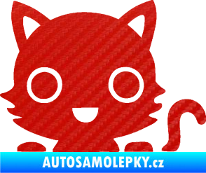 Samolepka Kočka 014 pravá kočka v autě 3D karbon červený