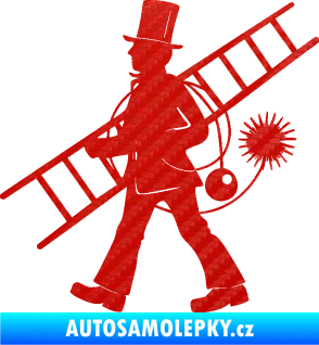 Samolepka Kominík 001 levá 3D karbon červený