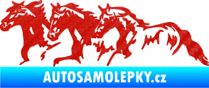Samolepka Koníci 004 levá stádo 3D karbon červený