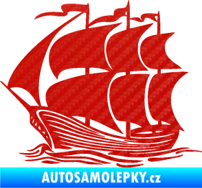 Samolepka Koráb 002 levá 3D karbon červený