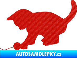 Samolepka Koťátko 001 levá 3D karbon červený