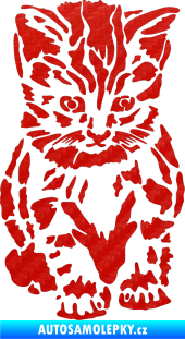 Samolepka Koťátko 002 pravá 3D karbon červený