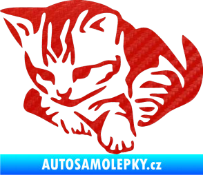 Samolepka Koťátko 003 levá 3D karbon červený