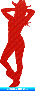 Samolepka Kovbojka 002 levá 3D karbon červený