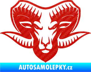Samolepka Kozel 006 hlava 3D karbon červený