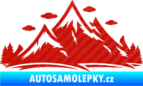 Samolepka Krajina hory 002 pravá 3D karbon červený