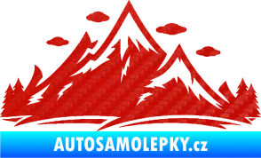 Samolepka Krajina hory 002 levá 3D karbon červený