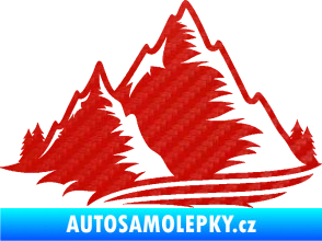 Samolepka Krajina hory 003 levá 3D karbon červený