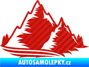 Samolepka Krajina hory 003 pravá 3D karbon červený