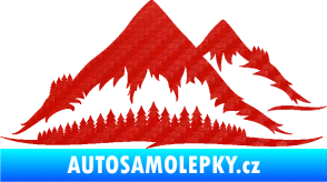 Samolepka Krajina hory 011 pravá 3D karbon červený