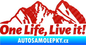 Samolepka Krajina hory 029 levá 3D karbon červený