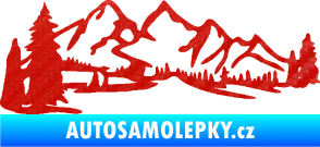 Samolepka Krajina hory 038 levá 3D karbon červený